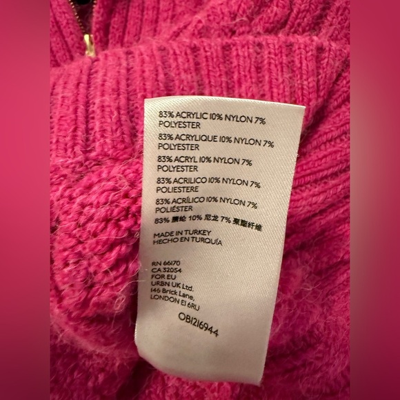 ANTHROPOLOGIE  Cable Knit Fishermen 1/4 Zip Pullover Sweater Pink SIZE: XS - Picture 12 of 12